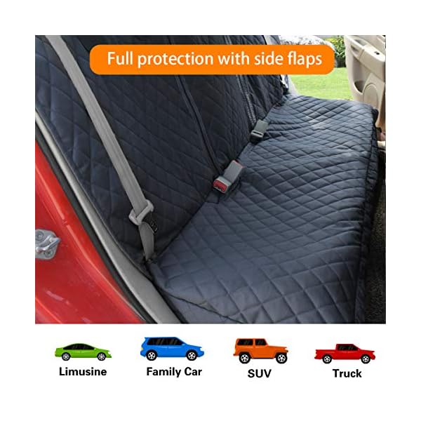 Honest-Dog-Car-Seat-Covers-with-Mesh-WindowDog-seat-Cover-with-Side-Flap-for-Cars-Trucks-and-Suvs-Waterproof-Nonslip-Pet-Seat-Cover-for-BackseatBlack-57W-x-47L Dog seat Cover with Side Flap for Cars