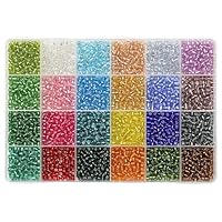Bala&Fillic Seed Beads 6/0 Rocailles Perlen transparent Silber gefüttert 3840 Stück 24 Farben 4mm Glasperlen zum Auffädeln für Schmuckherstellung (160 Stück/Farbe, 24 Farben)