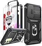 LeYi Cover per Samsung A35 5G con Vetro Temperato [2 Pack],Custodia Samsung Galaxy A 35 con Protezione Fotocamera [Slidable] Antiurto Grado Militare 360° Anello Supporto TPU Bumper Custodie, Nero