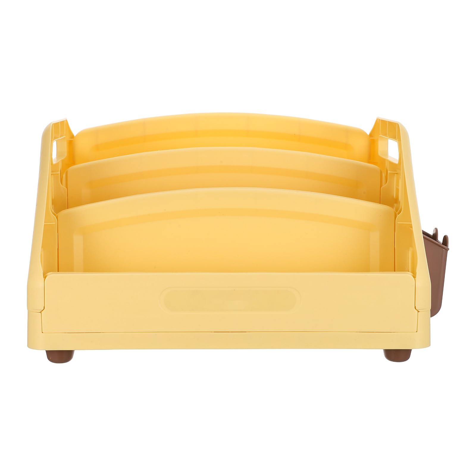 Lurrose Libreria per Gialla a 3 Livelli in Pp con Organizer da Scrivania e Porta Penne Laterale, Design Compatto e Stabile per Cameretta e Scrivania
