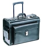 Mancini Deluxe Wheeled Leather Catalog Case - Black