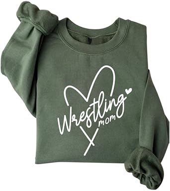 Wrestling Mom Sweatshirt Womens Sports Mom Fleece Lined Sweatshirt Wrestling Mama Long Sleeve Pullover Tops