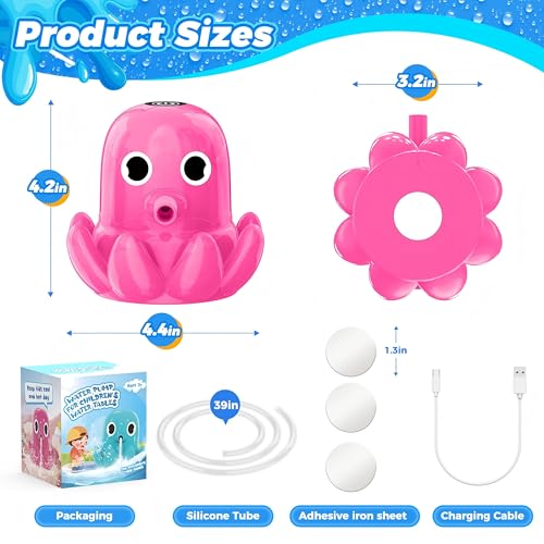 Image of Water Table Pump, Battery Powered Continuous Water Pump for Water Table, Cordless Octopus Rechargeable Magnetic Pump, No Drill Installation, Outdoor Water Play Accessory for Kids (Pink)