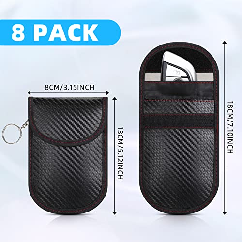 Yexiya 8 Pcs Upgraded Faraday Bag For Key Fob Faraday Key Fob Protector Key Pouch Key Case For Car Keys Rfid Pouch Keyfob Rfid Signal Blocking Bag Anti Theft Pouch (Black And Red, Without Key Ring) #TOP1