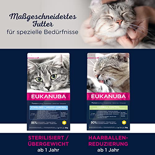 Eukanuba Sterilised Katzenfutter - fettarmes Premium Trockenfutter für den Gewichtserhalt bei sterilisierten / kastrierten Katzen, 2 kg