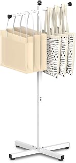 42-48 Inch Adjustable Height Shopping Bag Rack, Heavy Duty Metal T-shaped Grocery Bag Holder for Retail Stores, Large Bag Display Stand for Malls,Vendor,Boutique,Trade Show, 2 Arms,White