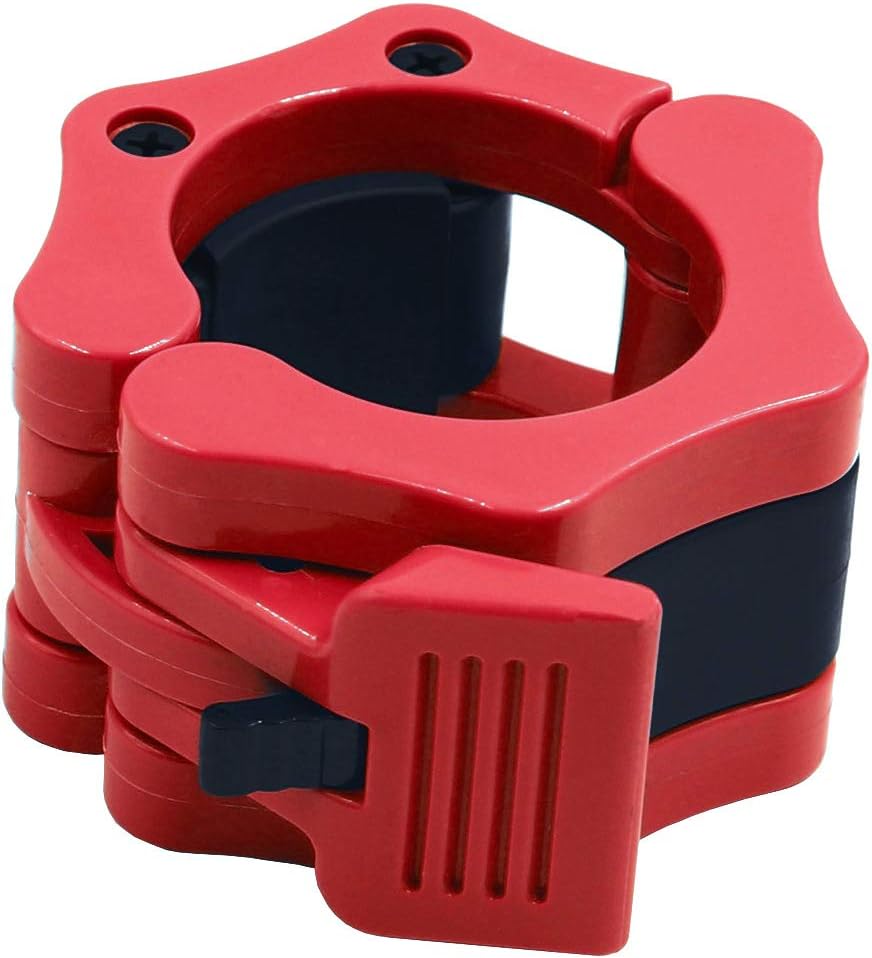 Strainho Quick Release Weight Clamps - Locking 2" Olympic Size Barbell Collars - Bar Clips for Powerlifting Workout and Pro Training - Sold in Pair (Red) : Sports & Outdoors