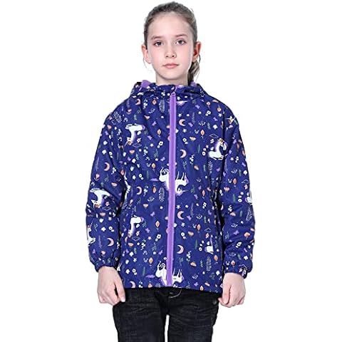 Amur Leopard Kids Coat Girls Ski Jacket Outdoor Windproof Fleece Lined Hooded Winter and Autumn Coat,Royal Blue,8-9T Cover