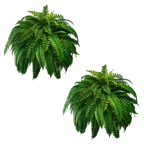 WAYNHUI Silky Artificial Boston Fern Bush, 48Inch Artificial Plants, Suitable for Decorating Office, Patio, Living Room Faux Greenery, 88Branches (88 Branches 2pack)
