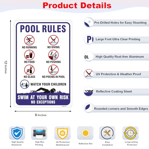 2 Pack Carteles Normas Piscina 12x8 Pulgadas miniatura 2