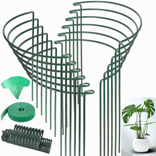 12 Pack Plant Support Stakes, Size 10'x16', Come with 15 Pcs Plant Labels, 20 Pcs Plant Clips, 7ft...