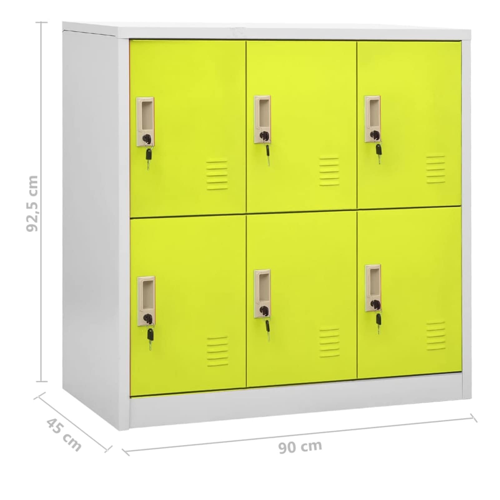 Gecheer Büroschrank mit Schlüssel aus Stahl mit 6 Türen 90 x 45 x 92,5 cm, Schrank für Büro aus Metall, Kleiderschrank aus Stahl, Metall, Büro, Metall