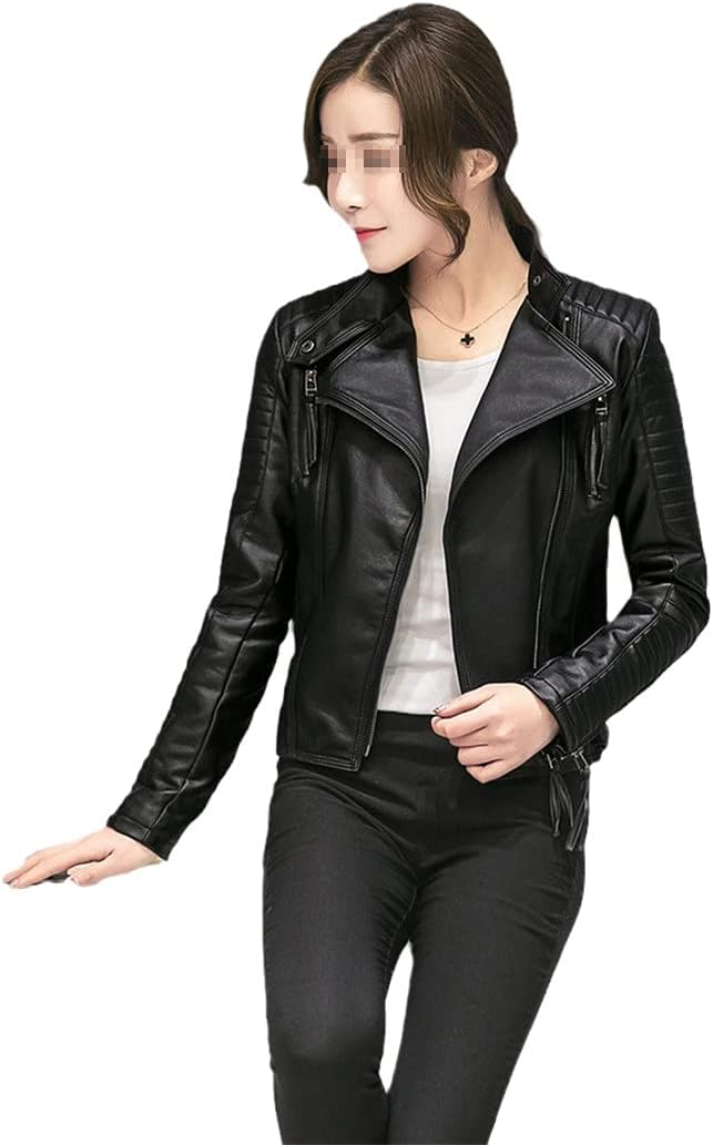 Spring Autumn Women Faux Pu Leather Jackets Black Blazer Zippers Coat Motorcycle Outerwear Biker Jacket