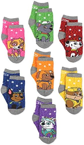 Paw Patrol Boys Girls 7 pack Socks with Grippers (Shoe: 4-7 (Sock: 2-4), Grey/Multi)