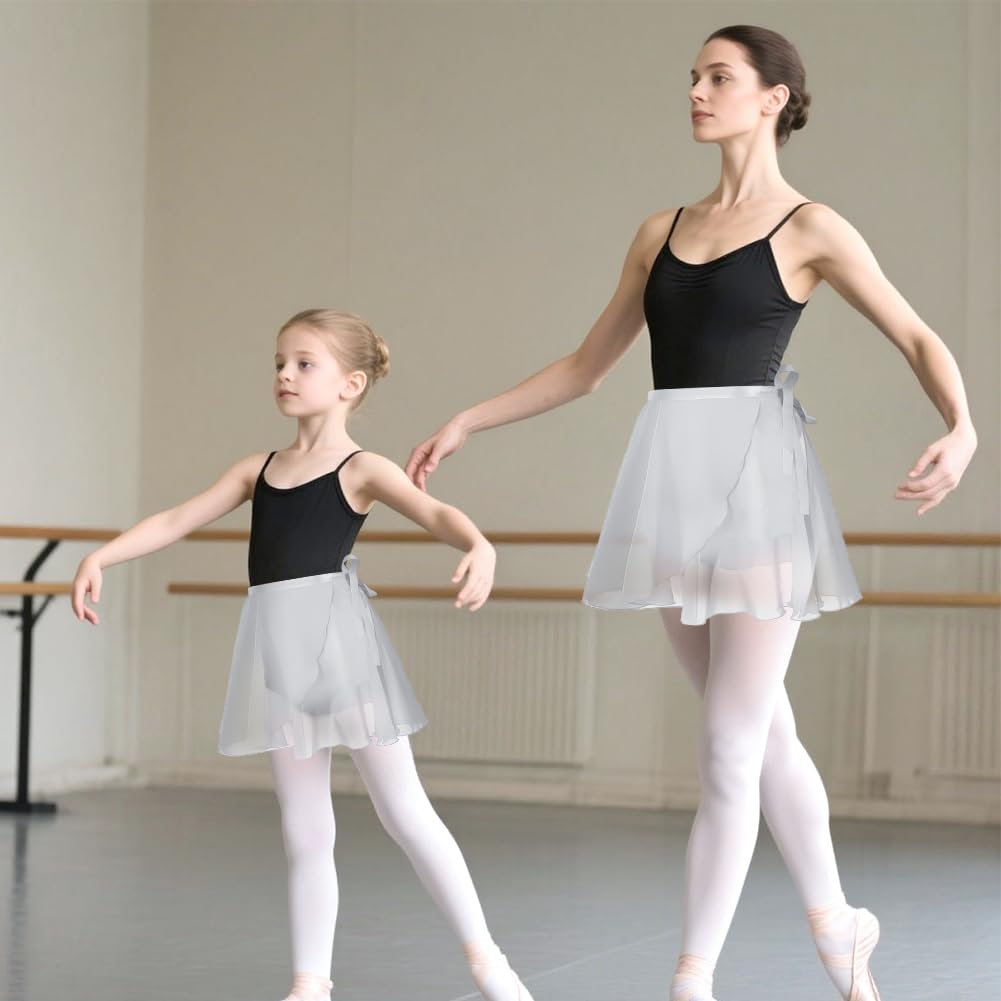 Falda de Ballet Corta para Mujer Transpirable Envolvente de Gasa Cintura Ajustable