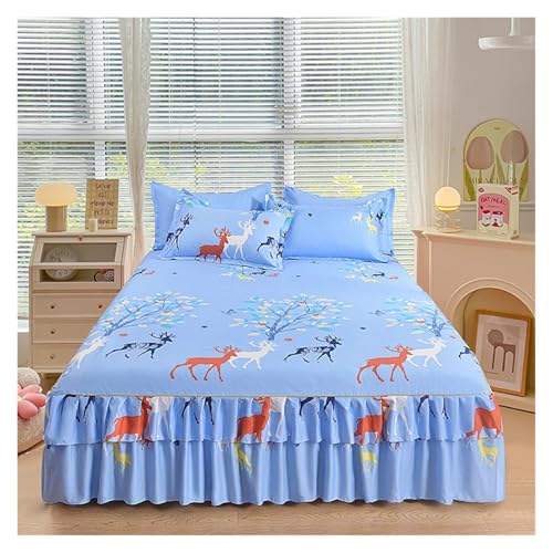 Falda de cama impresa protector colchón hogar con volantes de ropa transpirable 3