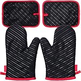 【Breites Anwendungsbereich】- Die Größe unserer Handschuhe beträgt 18 cm x 26.5 cm. Sie sind größer, damit Sie Ihre Hände und Ihren Unterarm besser bei der Verwendung des Mikrowellenofens, Grills, Ofens und Pfanne schützen.