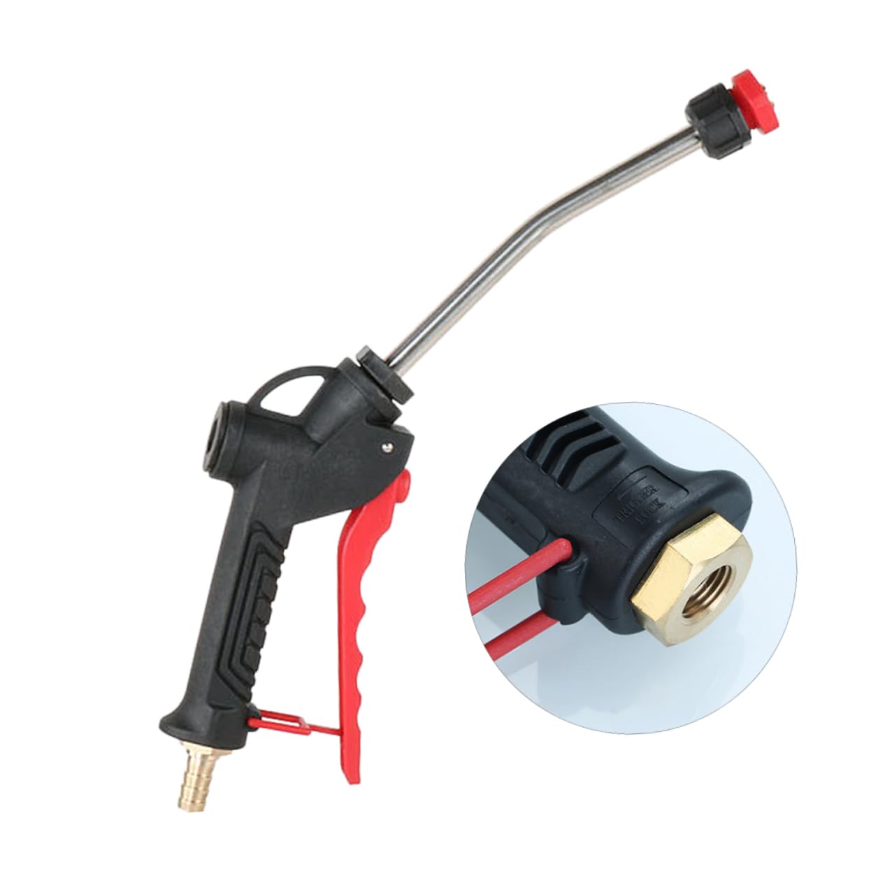 Pistola Rociadora Agua Coche, Conector 8mm, Negro, Plástico y Cobre
