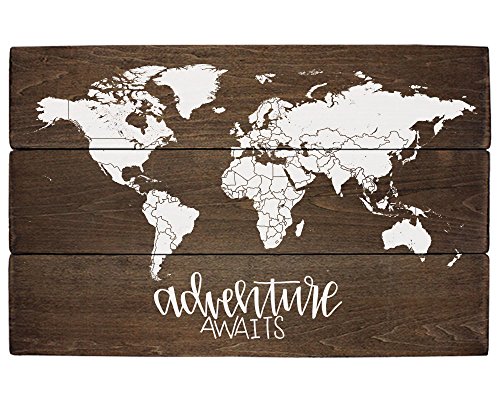 Image of Elegant Signs Adventure Nursery Rustic Decor World Map Adventure Awaits