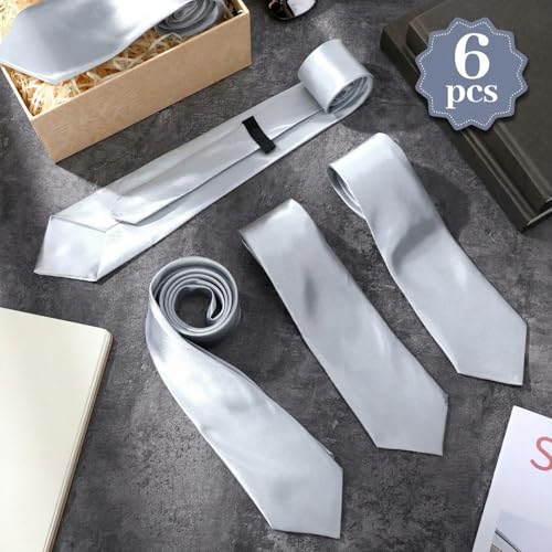 Image of Syhood 6 /12 /24 Pcs Men Ties Set Solid Satin Pure Color Business Formal Necktie Tie 57 inch for Men Occasion Wedding