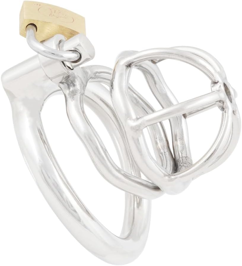 TERNENCE Male Chastity Device with Padlock Stainless Steel Cock Cage Ring Virginity Lock Chastity Belt for Adult Game Sex Toy W440 40mm