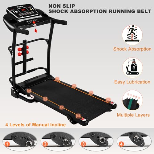 Image of Ksports Foldable 16.5 Inch Cardio Fitness Portable Treadmill with Bluetooth Connectivity, LCD Display, and Tracking Apps for Home Gym Equipment, Black