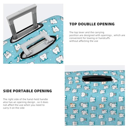 Cartoon Teeth Print Luggage Cover For Suitcase,Washable Elastic Travel Suitcase Protector With Zipper Closure And Bottom Buckle – Fits 18-32" Luggage-X-Large3