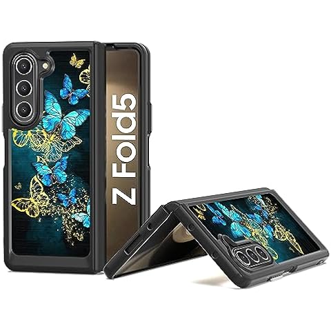 NKase for Z Fold 5 Case, Galaxy Z Fold 5 Case Slim Hard Cute Girly Butterfly Shockproof Protective Case for Samsung Galaxy Z Fold 5 Cover