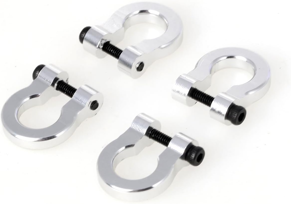 LCX 1/10th RC Crawler Car 4PCS Aluminum Bumper Tow Shackle Set for TRX4 TRX6 SCX10 II SCX10 III SCX10 PRO Gen7 Gen8 Gen9, Upgrades Parts Accessories (Silver - CNC)