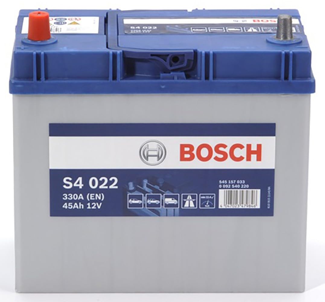 BOSCH Batería 45, Ah 330, A/EN 0 092 S40 220 L 238mm B 129mm H 227mm Compatible con TOYOTA Yaris Hatchback P1, SUZUKI JIMNY FJ, HONDA CRX III EH, EG