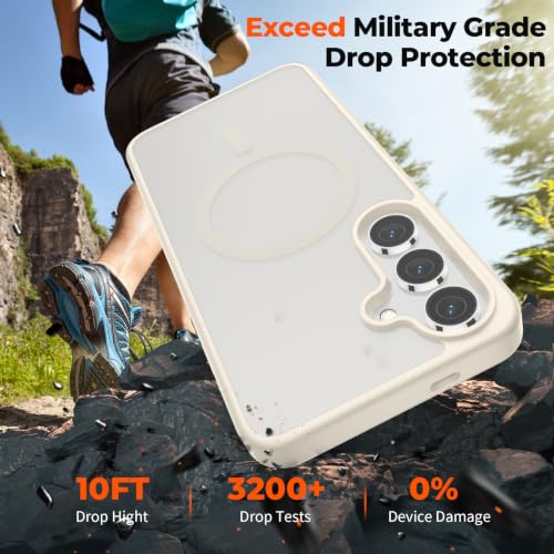 Image of SUPFINE Magnetic for Samsung Galaxy S24 Case / S25 Case with Screen Protector, (Built-in Magnets) (Military Grade Drop Protection) Slim Translucent Shockproof Phone Case,Stone