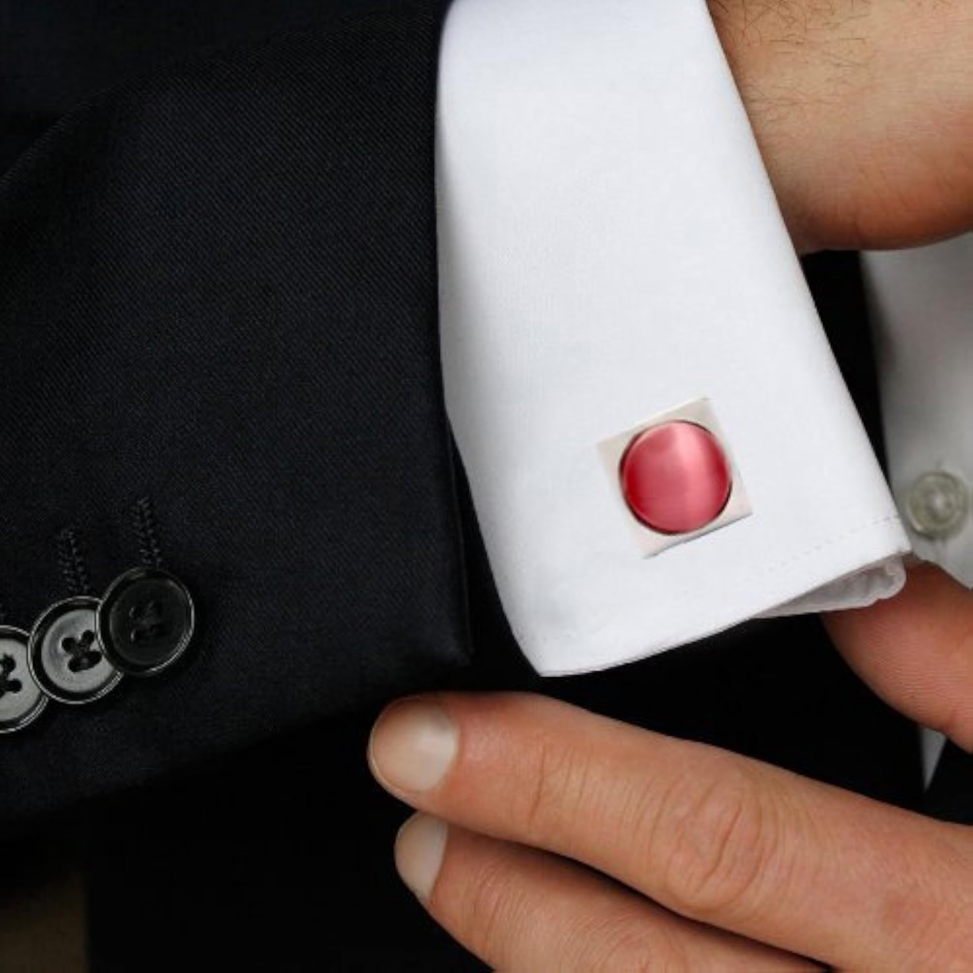 Men's Silver Cufflinks with Cats Eye Stone