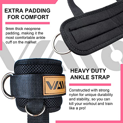 Image of VAIIO Ankle Straps for Cable Machines,Adjustable Comfort fit Neoprene, Reinforce Double D-Ring - Premium Ankle Cuffs to Improve Abdominal Muscles, Lift The Butts, Tone The Legs for Men & Women