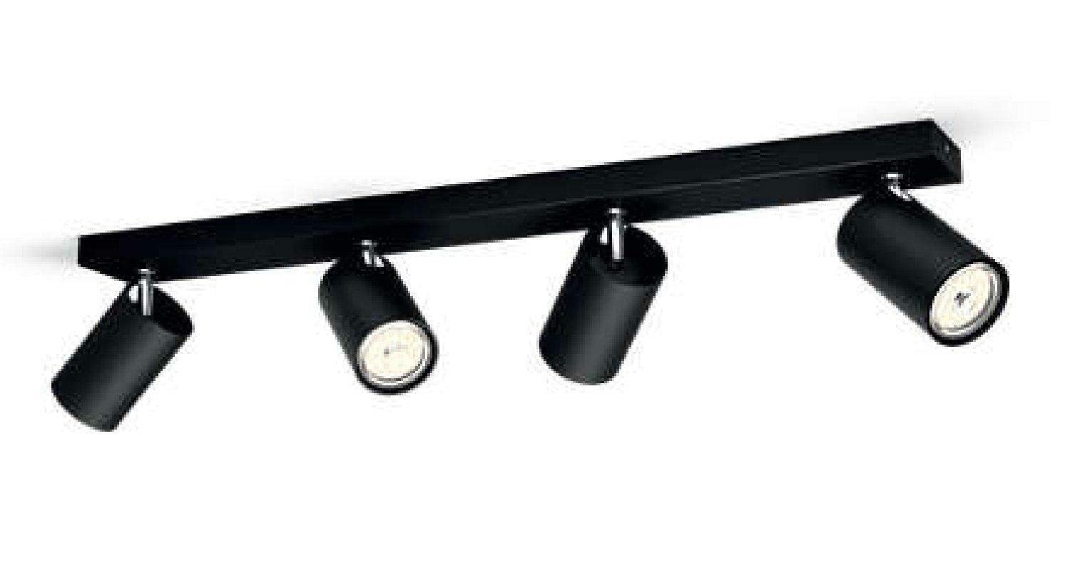 Philips myLiving Kosipo 4-er Deckenspots (4 x 5,5 W), elegante Deckenleuchte mit 4 flexiblen Spots, GU10 Leuchte ohne Leuchtmittel, schwarz
