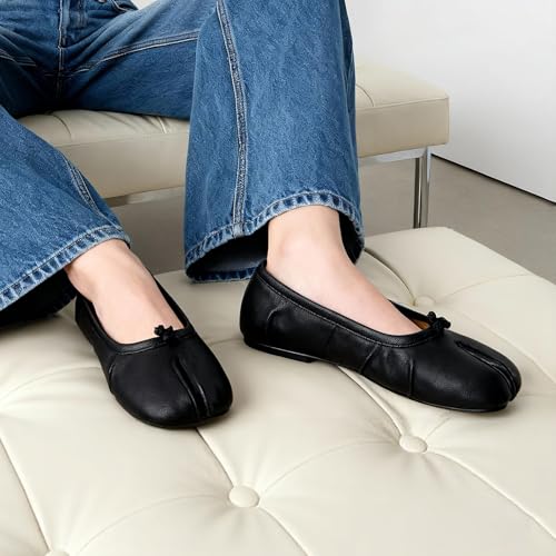 Image of VBDB Tabi Ballet Flats for Women Dressy Casual Shoes Split Toe Wide Flats Light Weight Japanese Shoes
