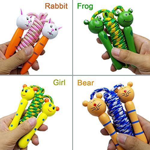 Sackorange 4 Pack Jump Rope With Wood Handles For Kids - Skipping Rope Great For Children And Students Outdoor Fun Activity, Party Favor , Recreation And Fitness Keeping Fit. #TOP5