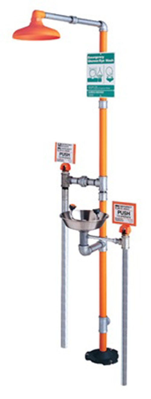 Guardian GFR1902 Stainless Steel Freeze-Resistant Safety Station with Eyewash, Plastic Shower Head