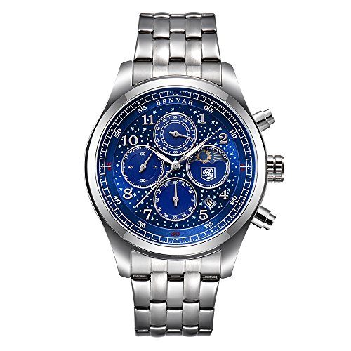 Preisvergleich Produktbild Benyar Herren-Armbanduhr Analog Quarz mit Edelstahl Armband BY-5122M