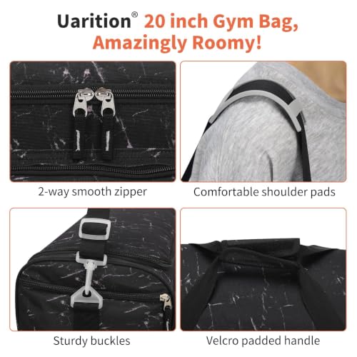 Image of Uarition Gym Bag for Men & Women - 50L Large Travel Duffle Bag Marble Black
