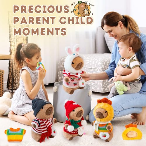 Image of Capybara Plush for Boys Girls Birthday Dress Up Cute Plushies,10 Pcs Set,9 Clothes and Accessories Kawaii Stuffed Animal Plushie Toy, Soft Peluche Doll for Kids 10.2 in
