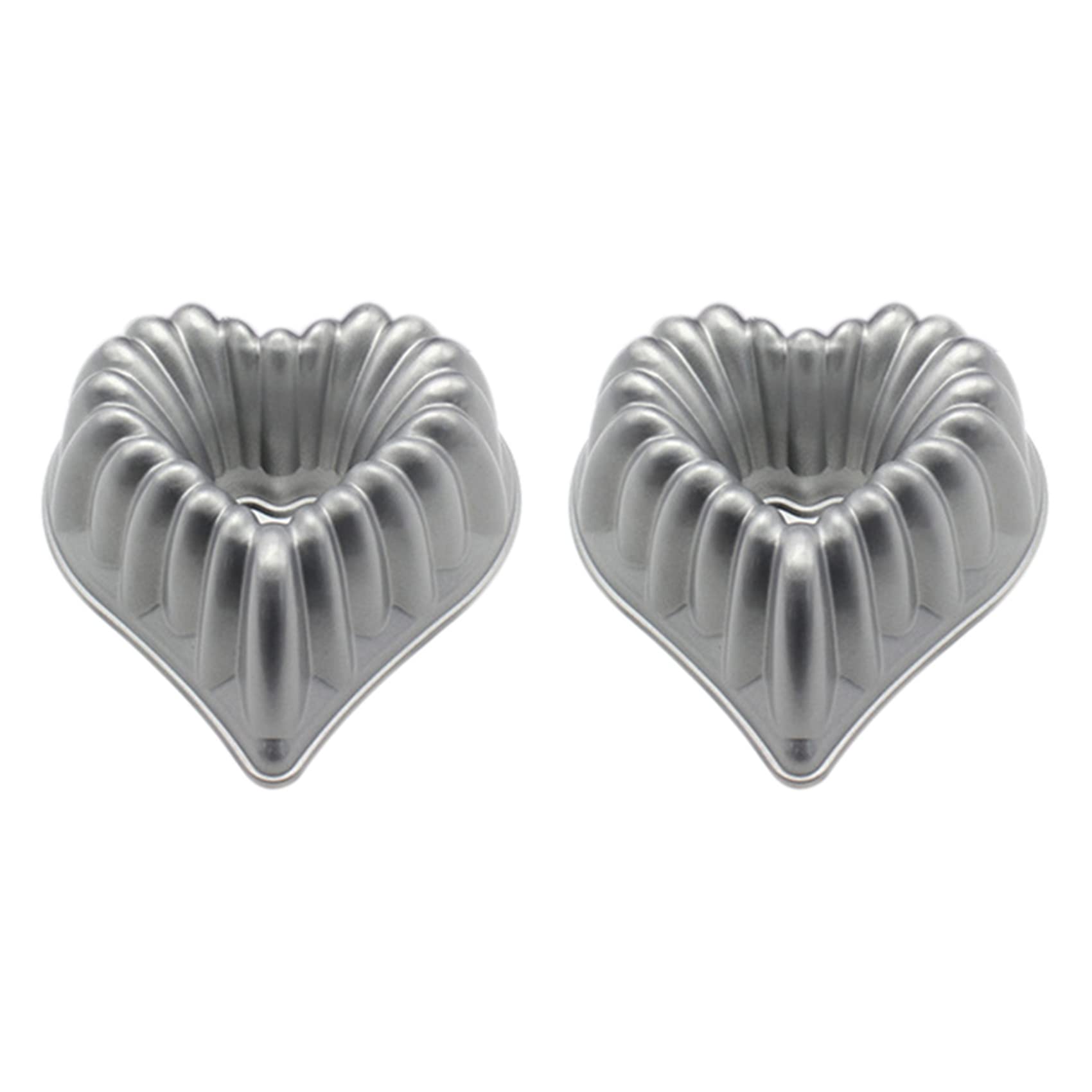 VENOAL Lot de 2 moules à gâteau Charlotte en forme de cœur, moule à gâteau en aluminium, moule à dessert, mousse, outil de cuisine anti-adhésif