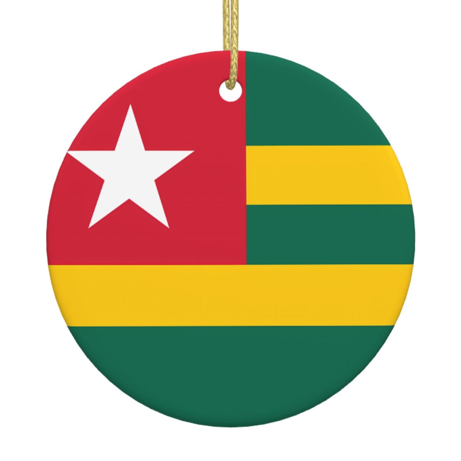 Flag of Togo Printed Christmas Tree Ceramic Ornaments Holiday Decoration Christmas Unique Pendant for Christmas Party