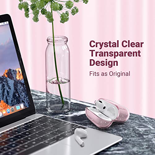 Ulak Compatible With Airpods 3Rd Generation Case, Clear Transparent Designed Protective Cover For Women Girls, Shockproof Soft Tpu Case With Keychain For Airpods 3 2021 [Front Led Visible], Pink #TOP7