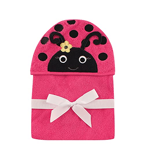 Image of Hudson Baby Unisex Baby Cotton Animal Face Hooded Towel, Ladybug, One Size