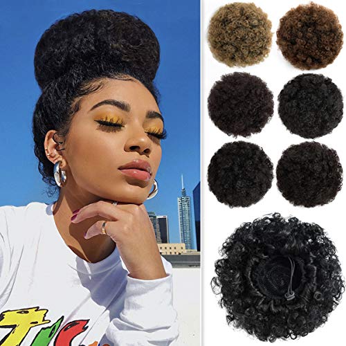 ROSEBUD Afro Puff Drawstring Ponytail Bun Extensions Synthetic Updo Hair Pieces for Black Women