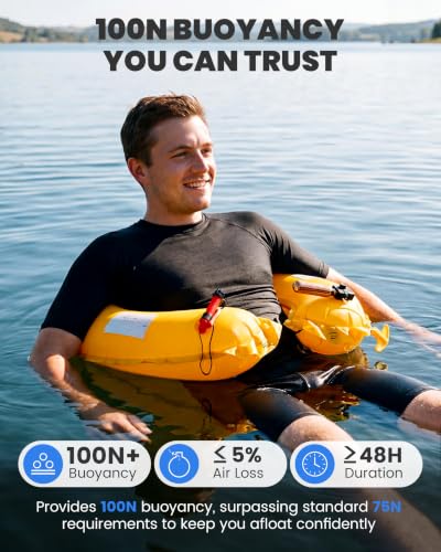 Image of Owntop Manual Inflatable Belt Pack, Adults Swim Jacket with Blowpipe & Whistle, 24g CO2 Cylinder Included, Low Profile for Kayaking, Fishing, Paddle Sports