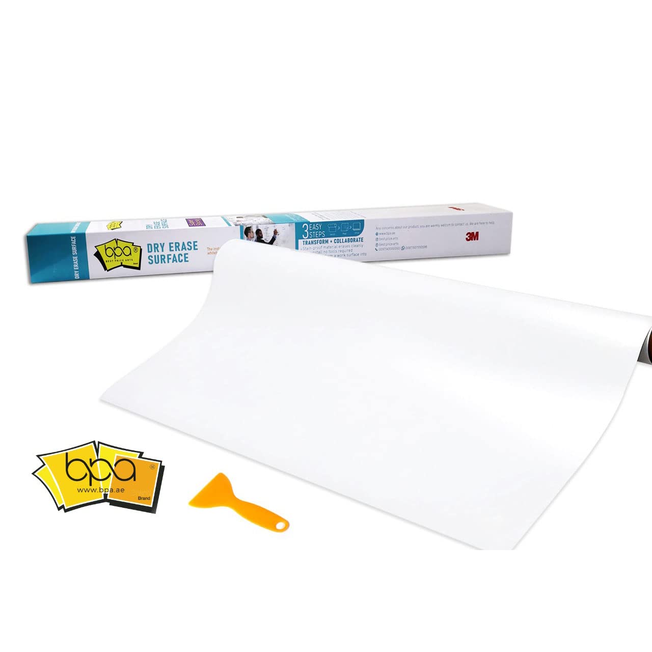 White Dry Erase Board Film - Self-Adhesive Whiteboard Sheet 60x20 Inches (152x50cm), Home Office Use