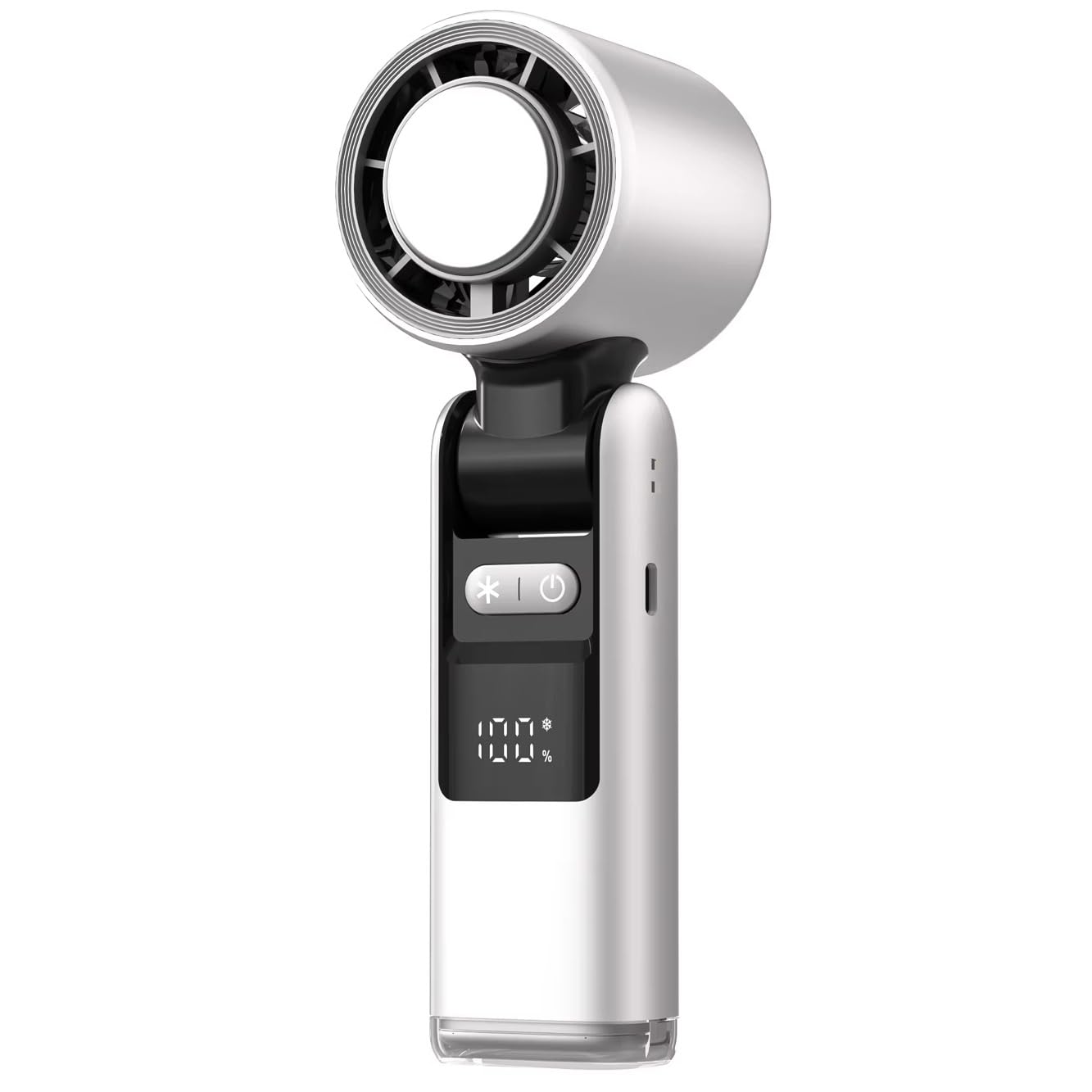 Portable Handheld Cooling Fan, 4000mAh Battery, Digital Display, 5 Speed Levels, 1.5h Quick Charge, Foldable with built-in Superconducting ice-ceramic refrigeration. (White)