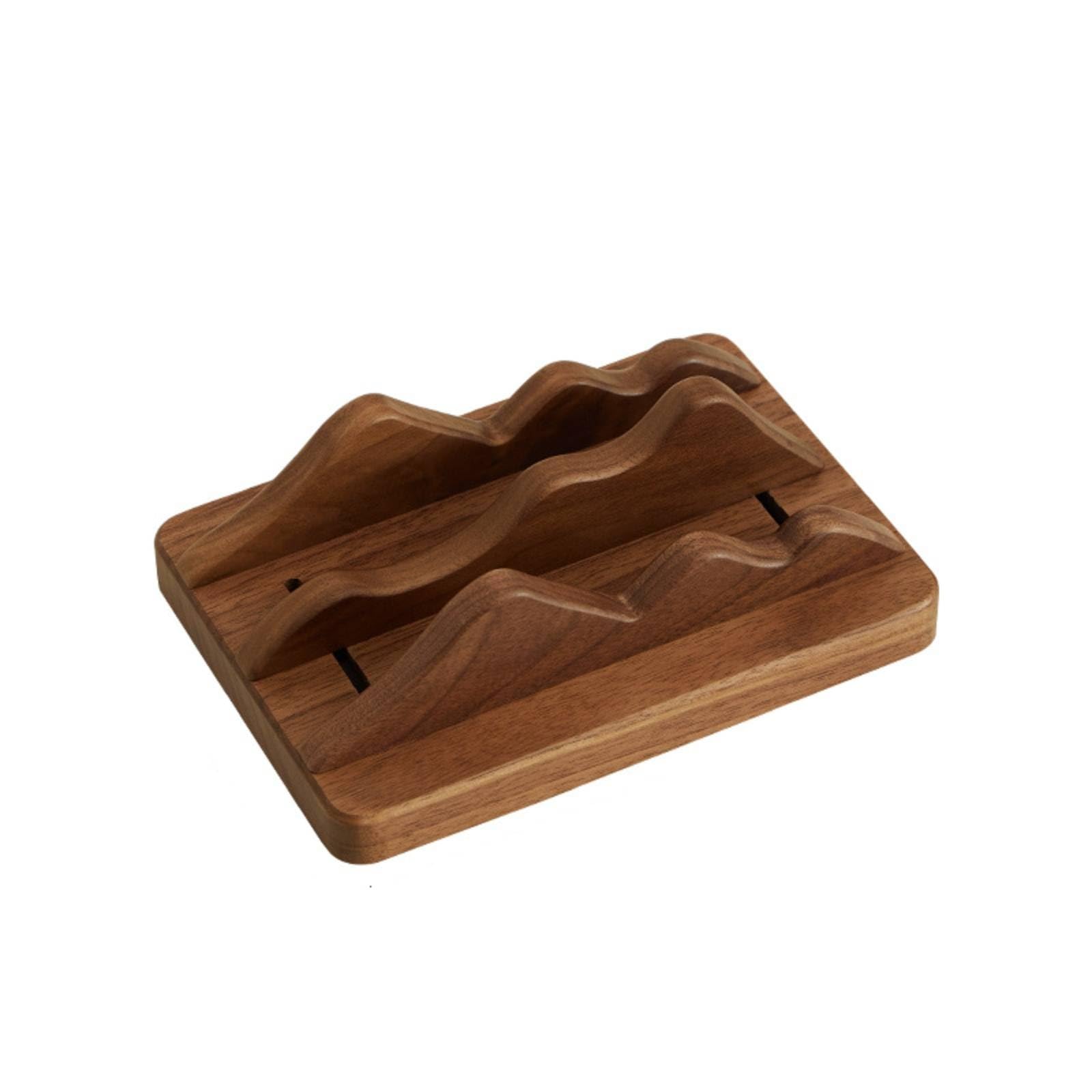 Gralara Porta Laptop Verticale Premium Porta Notebook in Legno Compatto Organizzatore da Scrivania per Professionisti, Studenti, Ufficio, Studio, Nuovo Stile Cinese, Modello Montagna, Noce