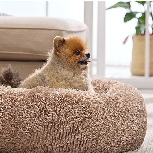 Bedsure Calming Donut Dog Bed (Medium, 27", Camel) — view 7